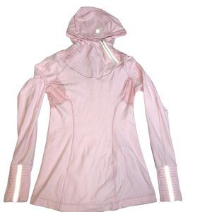 Lululemon Back on Track Pullover, Pink Pig, Size Women's 6.  Asymmetrical Zipper